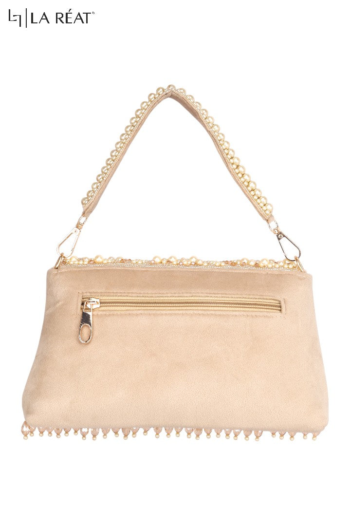 La Reat Divine Women's Bridal Fancy Party Hand Embroidery Clutch Purse in Gold