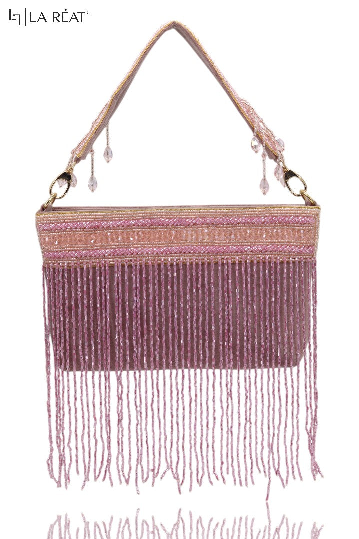 LaReat's Ria Women's Bridal Fancy Party Hand Embroidery Clutch Purse, Ladies Wallets, Evening Clutches, and Handbags - Potli Bags in Onion Peach