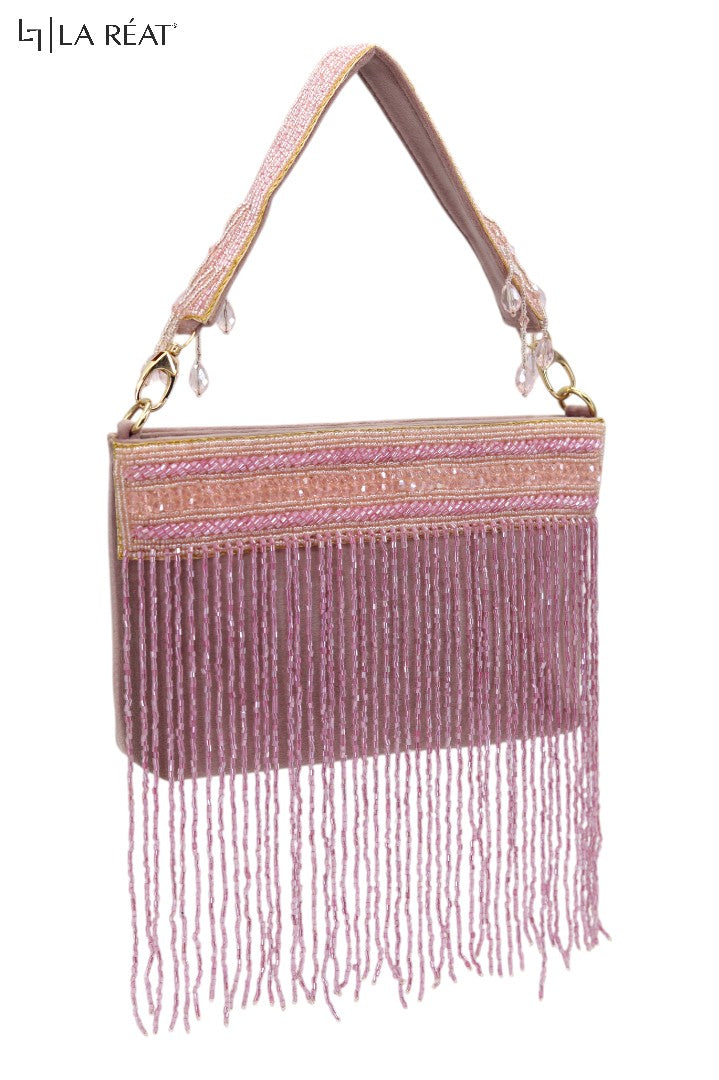 LaReat's Ria Women's Bridal Fancy Party Hand Embroidery Clutch Purse, Ladies Wallets, Evening Clutches, and Handbags - Potli Bags in Onion Peach