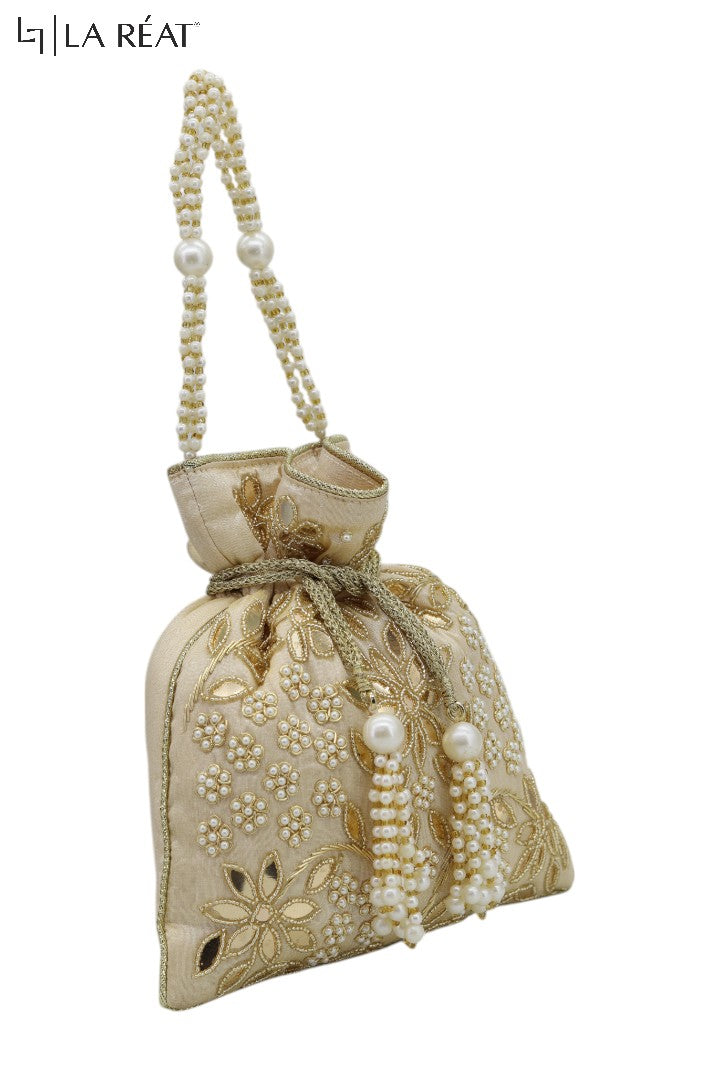 La Reat's Mysha Women's Bridal Fancy Party Hand Embroidery Potli Bags, Ladies Purse Wallets, Evening Clutches, Handbags.