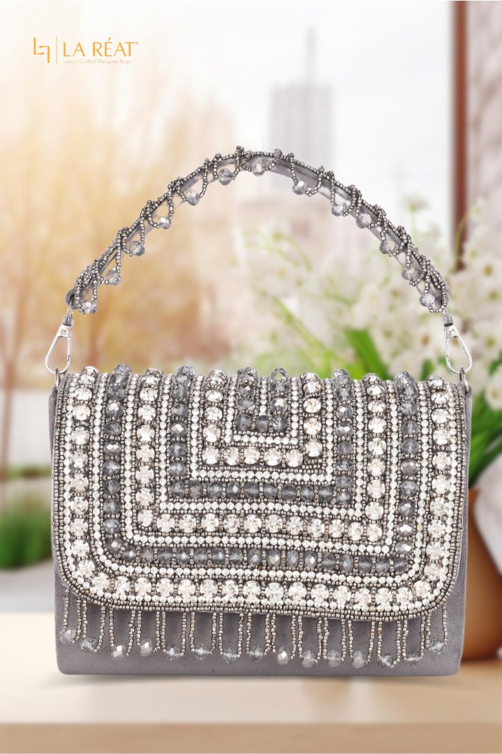 La Reat Glamour Women s Bridal Fancy Party Hand Embroidery Clutch Purs LA REAT
