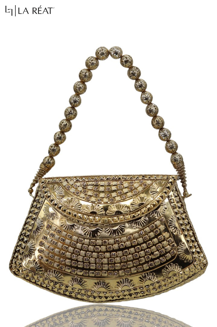 La Reat's Metly Women's Metalic Box Clutch Purse