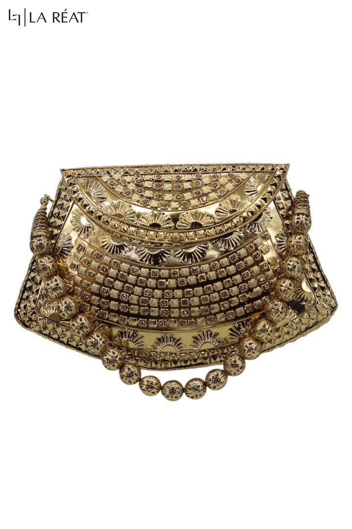 La Reat's Metly Women's Metalic Box Clutch Purse