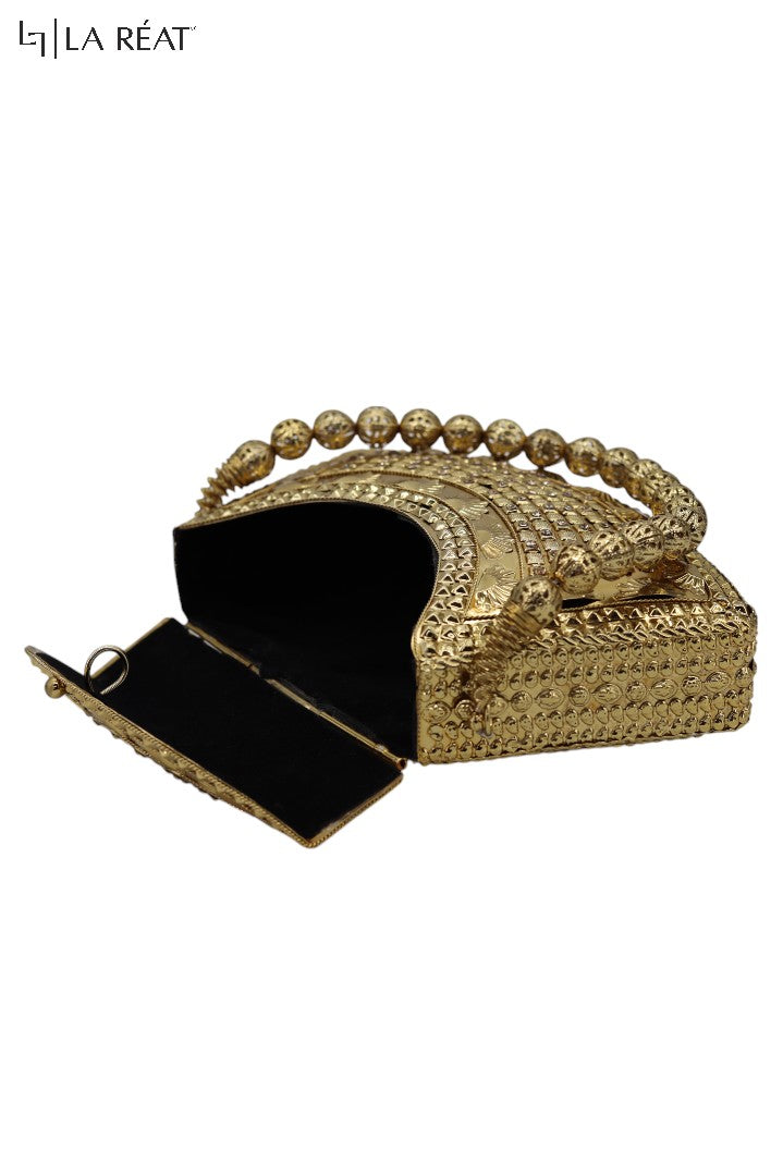 La Reat's Metly Women's Metalic Box Clutch Purse