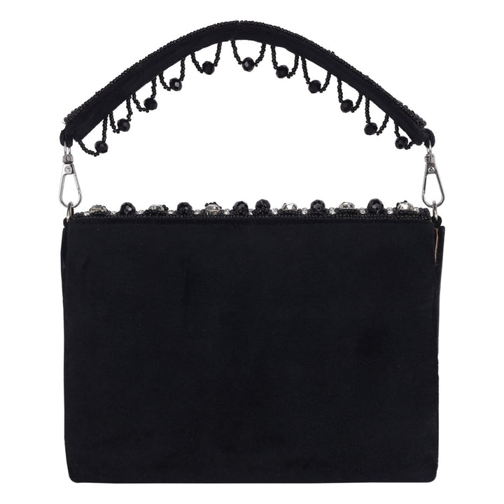 #product_La Reat Glamour Women's Bridal Fancy Party Hand Embroidery Clutch Purse in Black - La Reat