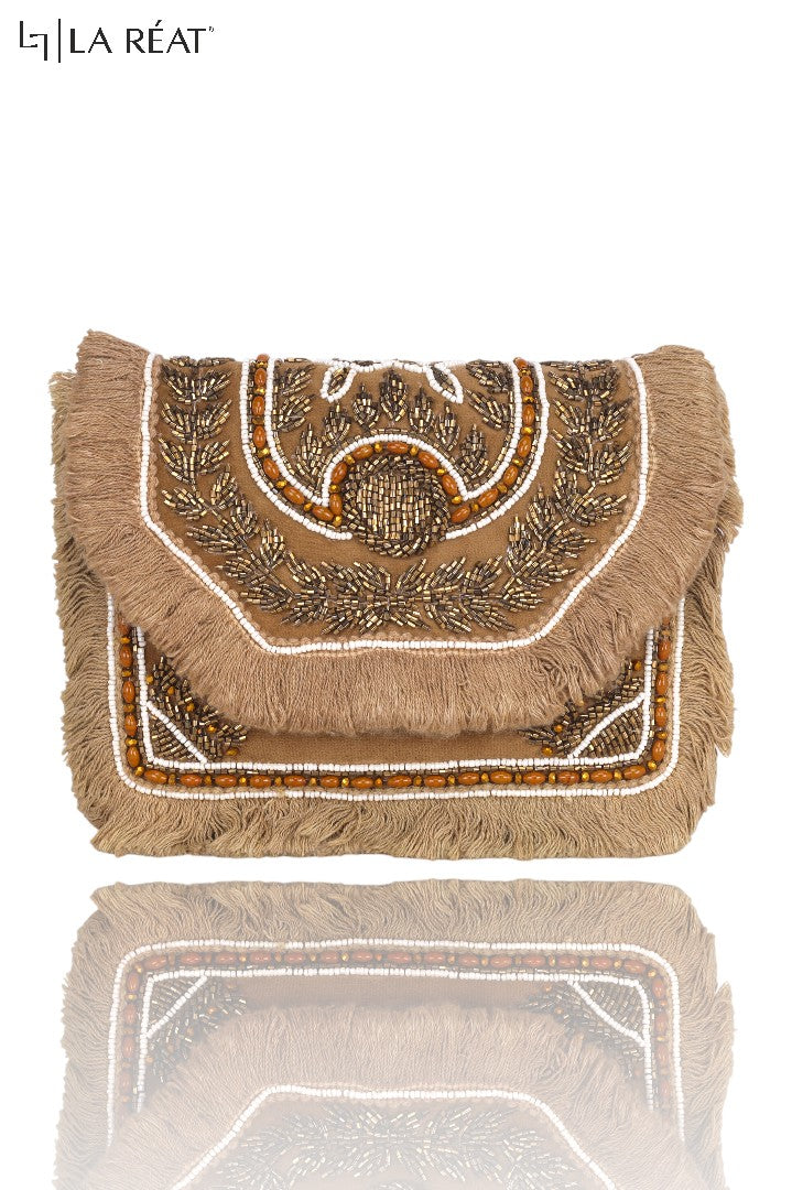 La Reat Blossom Women's Boho Hand Embroidery Clutch, Ladies Purse Handbag