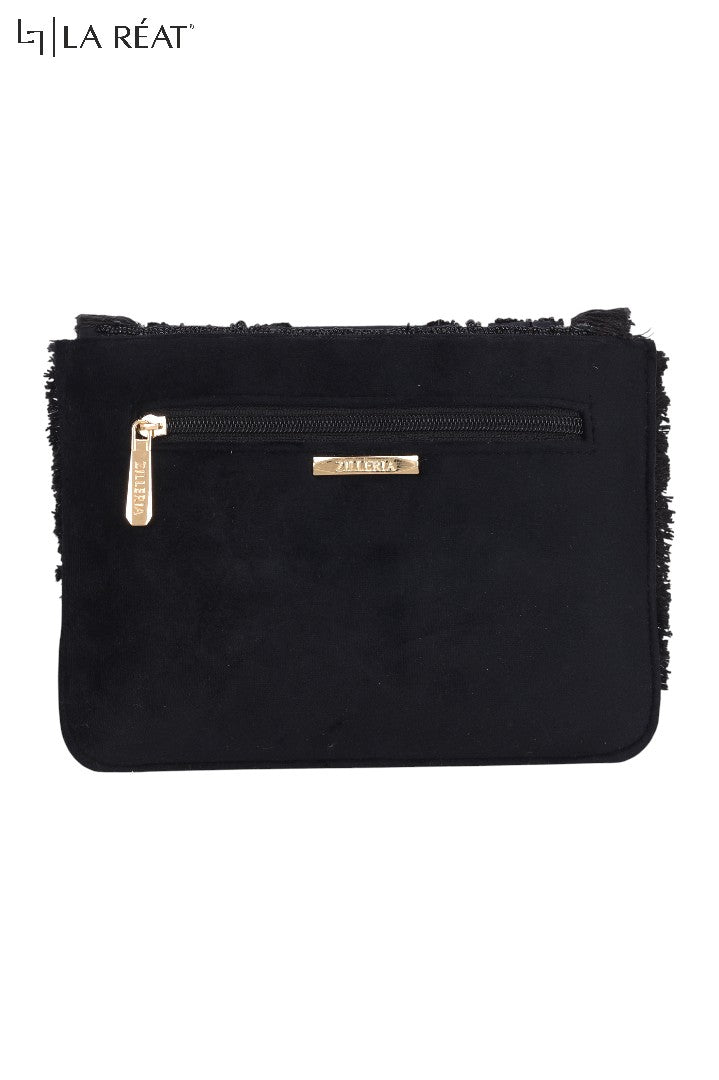 La Reat's Blossom Women's Boho Hand Embroidery Clutch Bag in Black