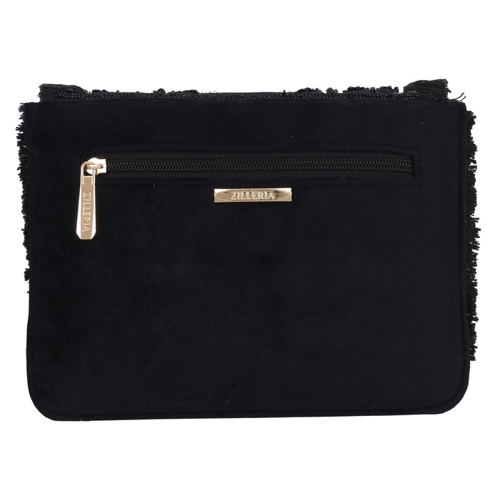 La Reat's Blossom Women's Boho Hand Embroidery Clutch Bag in Black