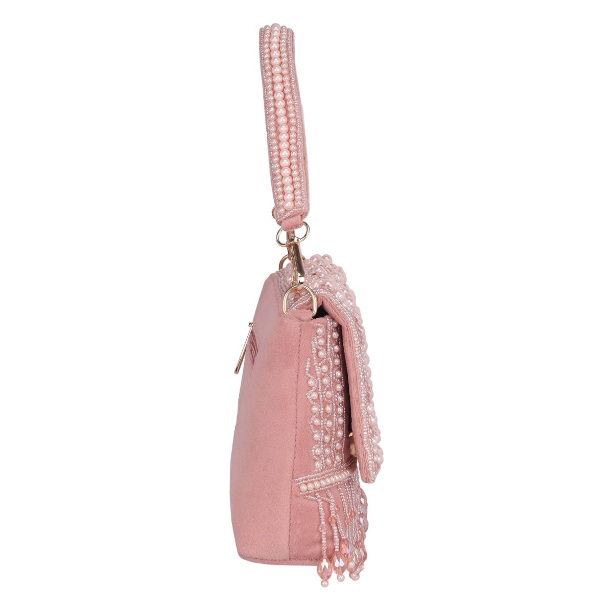 #product_La Reat Divine Women's Bridal Fancy Party Hand Embroidery Clutch Purse in Pink - La Reat