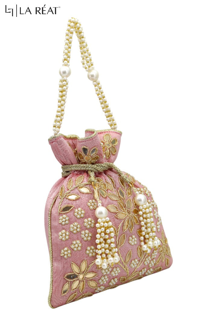 La Reat's Mysha Women's Bridal Fancy Party Hand Embroidery Potli Bags, Ladies Purse Wallets, Evening Clutches, Handbags.