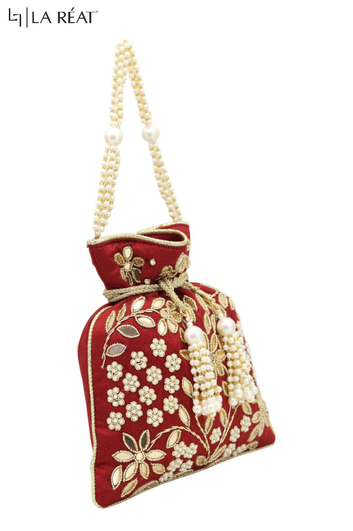 La Reat's Mysha Women's Bridal Fancy Party Hand Embroidery Potli Bags, Ladies Purse Wallets, Evening Clutches, Handbags.