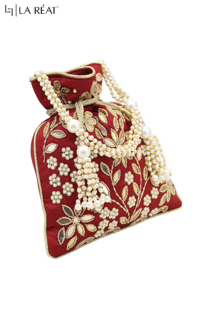 La Reat's Mysha Women's Bridal Fancy Party Hand Embroidery Potli Bags, Ladies Purse Wallets, Evening Clutches, Handbags.