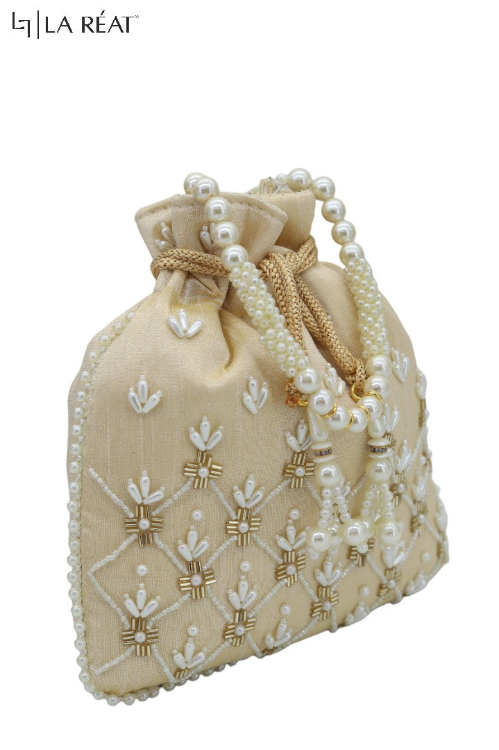 La Reat's Karima Women's Bridal Fancy Party Hand Embroidery Potli Bags, Ladies Purse Wallets, Evening Clutches, Handbags.