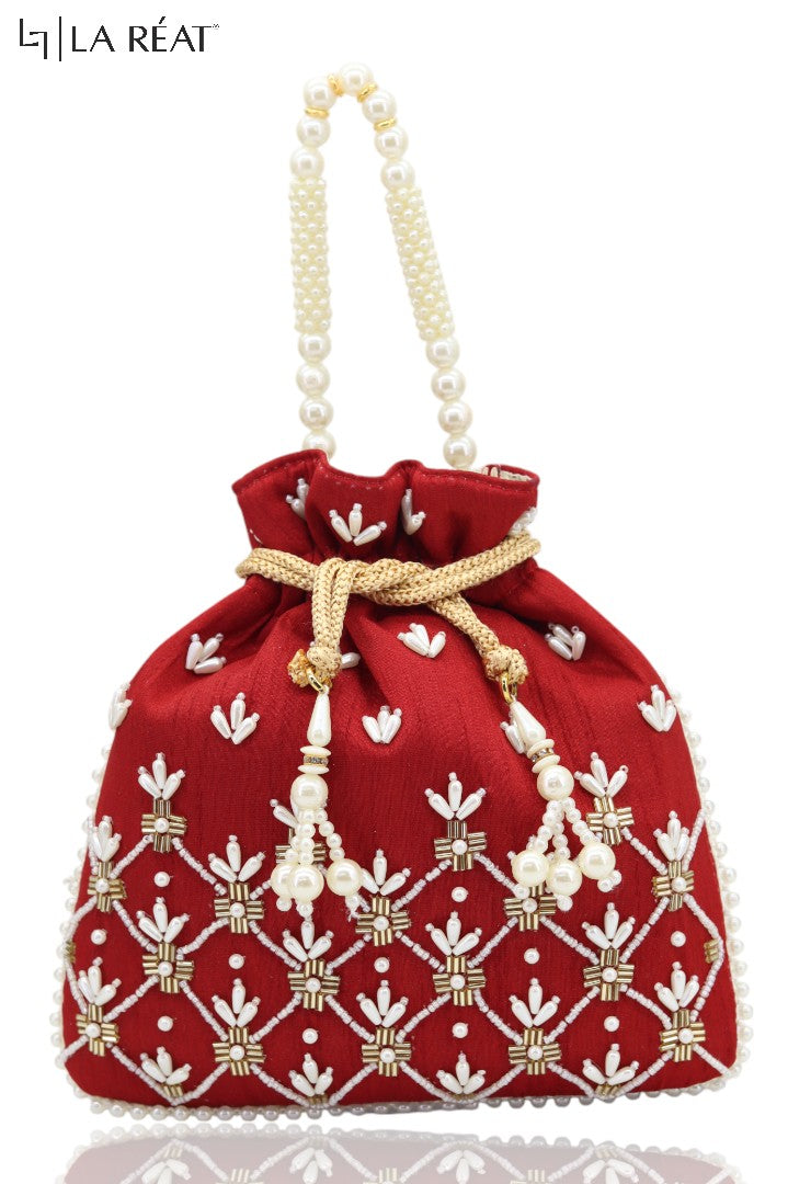 La Reat's Karima Women's Bridal Fancy Party Hand Embroidery Potli Bags, Ladies Purse Wallets, Evening Clutches, Handbags.