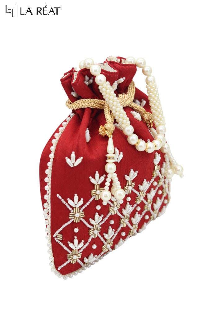 La Reat's Karima Women's Bridal Fancy Party Hand Embroidery Potli Bags, Ladies Purse Wallets, Evening Clutches, Handbags.