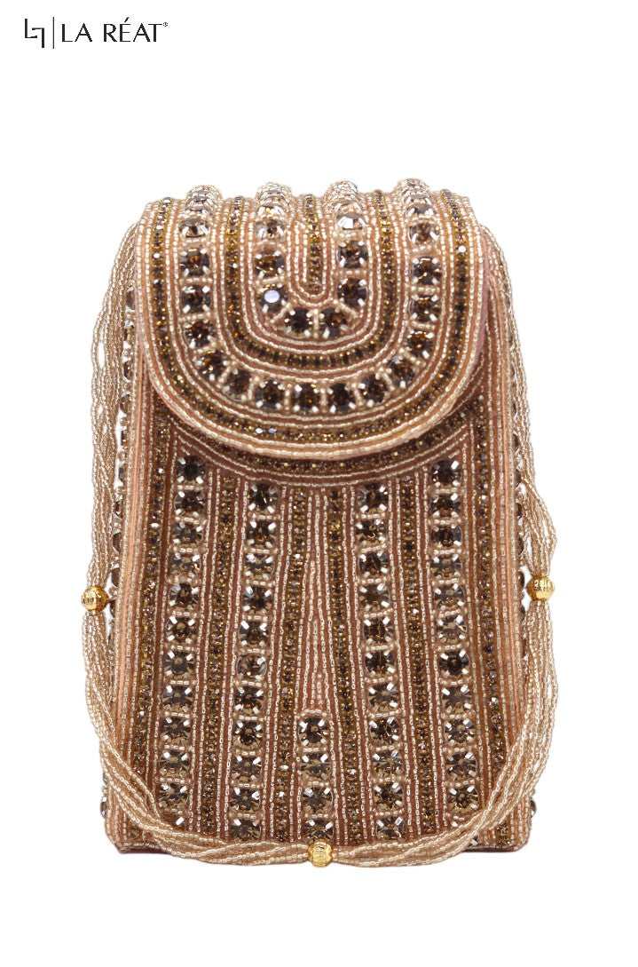 Women's Galaxy Bridal Hand Embroidery Clutch Purse in Rose Gold