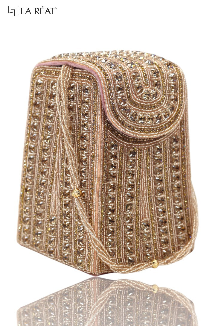 Women's Galaxy Bridal Hand Embroidery Clutch Purse in Rose Gold