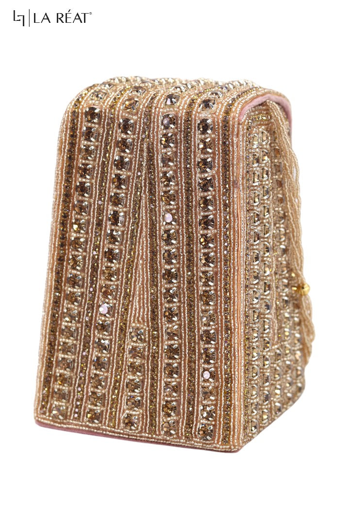 Women's Galaxy Bridal Hand Embroidery Clutch Purse in Rose Gold