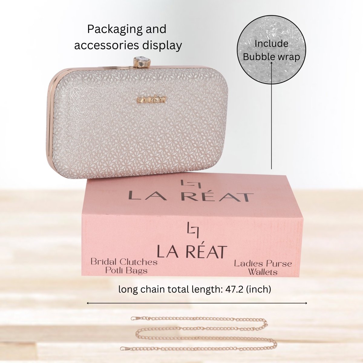 #product_La Reat Floral Women's Oval Box Clutch Purse in Silver - La Reat