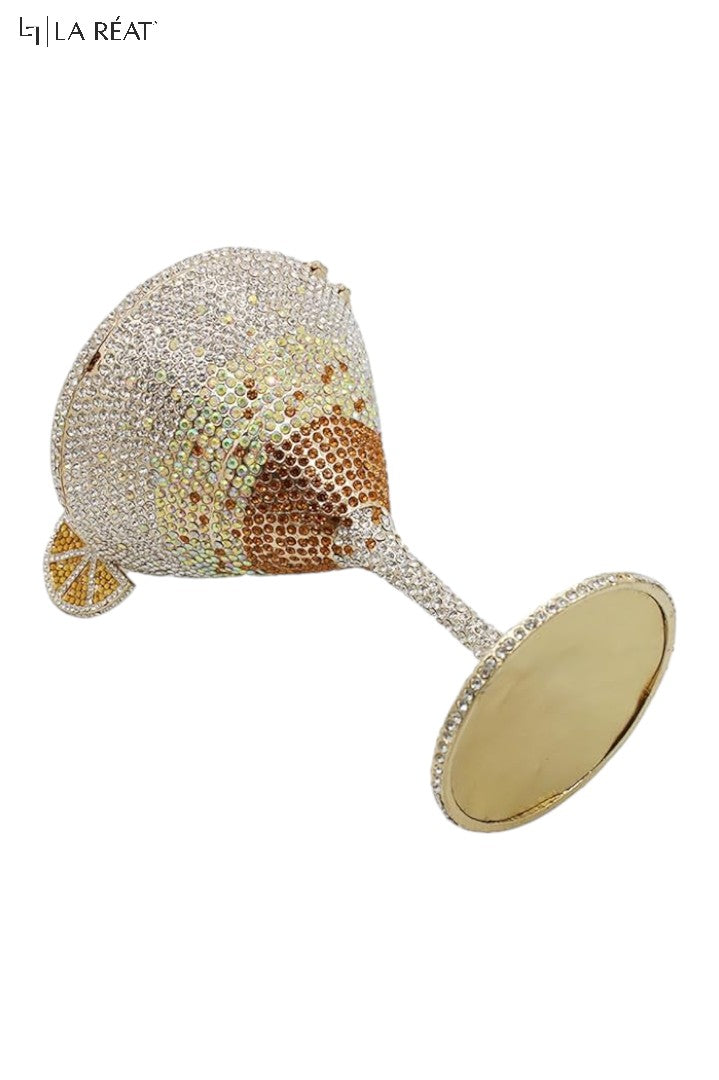 LA Reat Cocktail Goblet Shape Crystal Evening Bag Rhinestone Clutches Bags Luxury Design Gold Purse Wedding Bridal Handbags Party