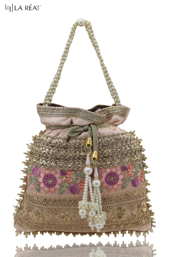 La Reat's Noori Spark  Women's Bridal Fancy Party Hand Embroidery Potli Bags, Ladies Purse Wallets, Evening Clutches, Handbags.