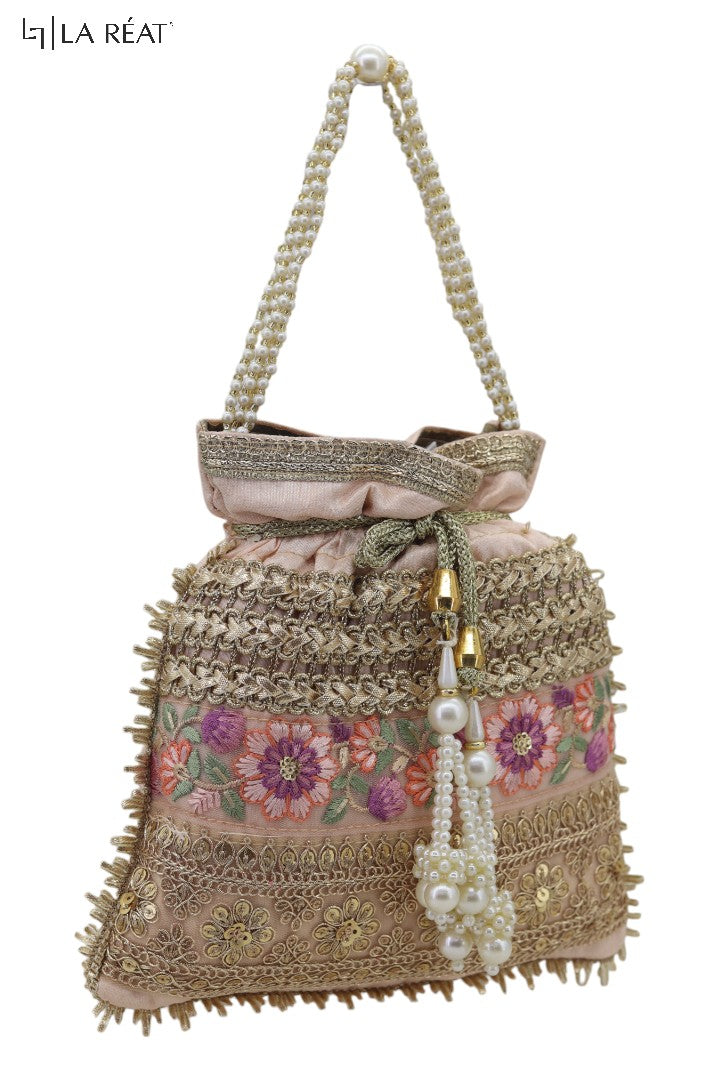 La Reat's Noori Spark  Women's Bridal Fancy Party Hand Embroidery Potli Bags, Ladies Purse Wallets, Evening Clutches, Handbags.