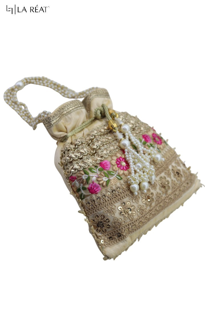 La Reat's Noori Spark  Women's Bridal Fancy Party Hand Embroidery Potli Bags, Ladies Purse Wallets, Evening Clutches, Handbags.