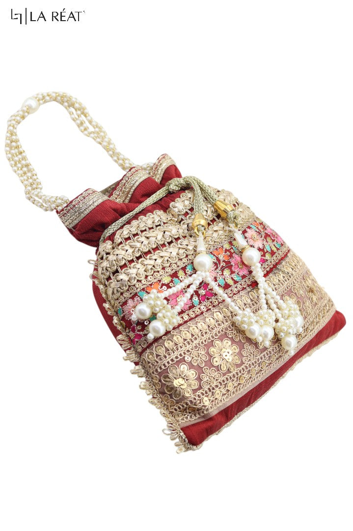 La Reat's Noori Spark  Women's Bridal Fancy Party Hand Embroidery Potli Bags, Ladies Purse Wallets, Evening Clutches, Handbags.