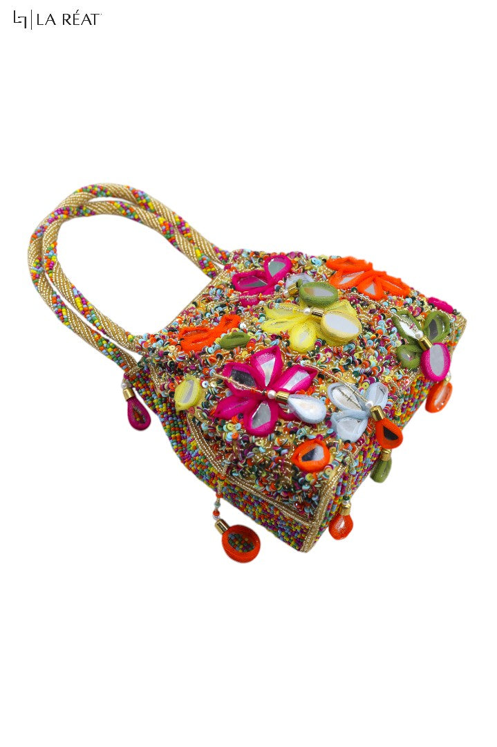 La Reat's Scale Spark  Women's Bridal Fancy Party Hand Embroidery Potli Bags, Ladies Purse Wallets, Evening Clutches, Handbags.