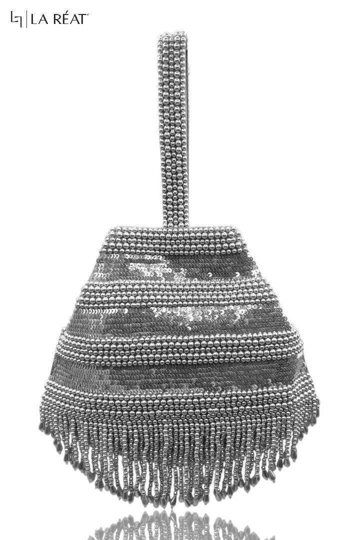 La Reat Jewel Women's Bridal Fancy Party Hand Embroidery Potli Bags in Gray