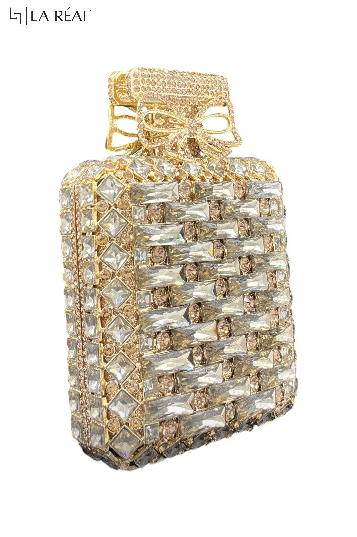 LA Reat Perfume Bottle Shape Crystal Evening Luxury Bag