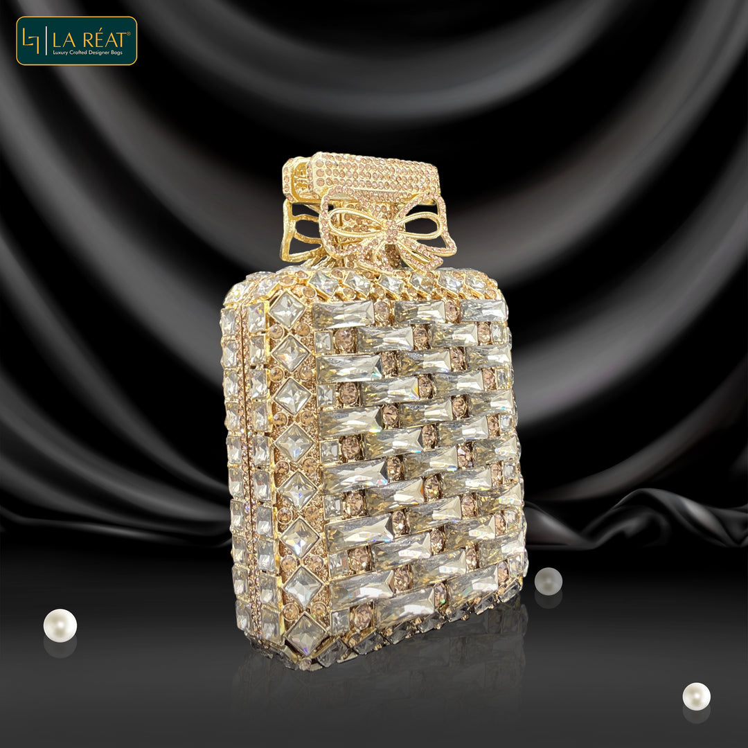 LA Reat Perfume Bottle Shape Crystal Evening Luxury Bag