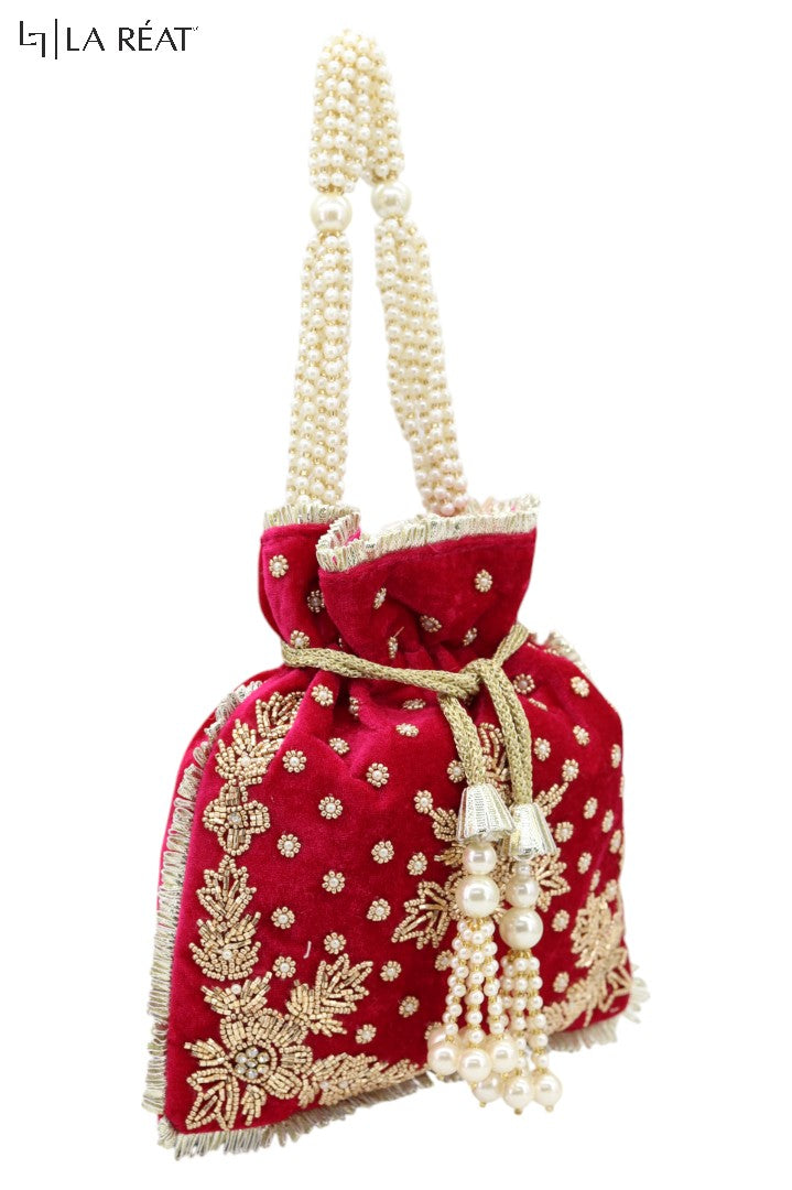 La Reat's  Velvi Women's Bridal Fancy Party Hand Embroidery Potli Bags, Ladies Purse Wallets, Evening Clutches, Handbags.