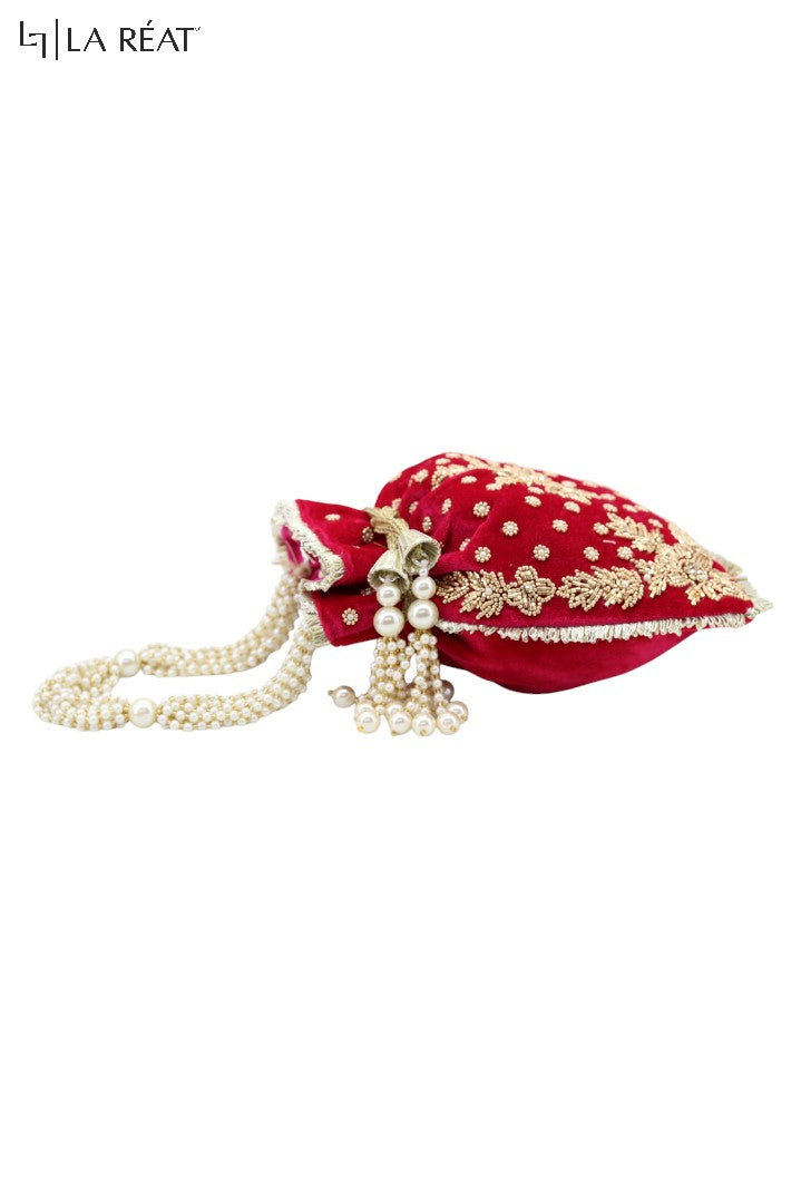 La Reat's  Velvi Women's Bridal Fancy Party Hand Embroidery Potli Bags, Ladies Purse Wallets, Evening Clutches, Handbags.