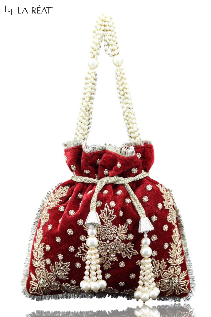 La Reat's  Velvi Women's Bridal Fancy Party Hand Embroidery Potli Bags, Ladies Purse Wallets, Evening Clutches, Handbags.