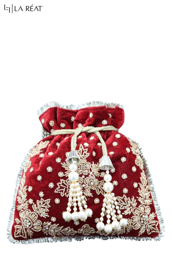 La Reat's  Velvi Women's Bridal Fancy Party Hand Embroidery Potli Bags, Ladies Purse Wallets, Evening Clutches, Handbags.