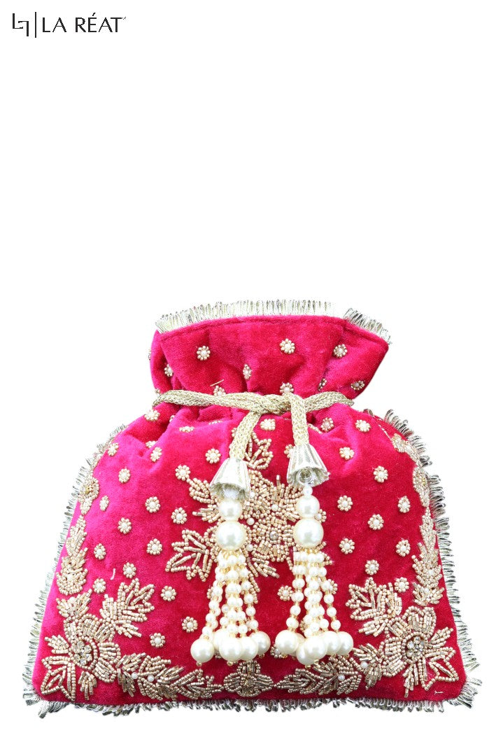 La Reat's  Velvi Women's Bridal Fancy Party Hand Embroidery Potli Bags, Ladies Purse Wallets, Evening Clutches, Handbags.