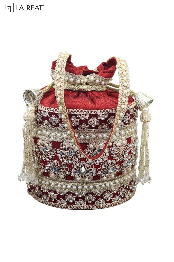 La Reat's Lacy Women's Bridal Fancy Party Hand Embroidery Potli Bags, Ladies Purse Wallets, Evening Clutches, Handbags.