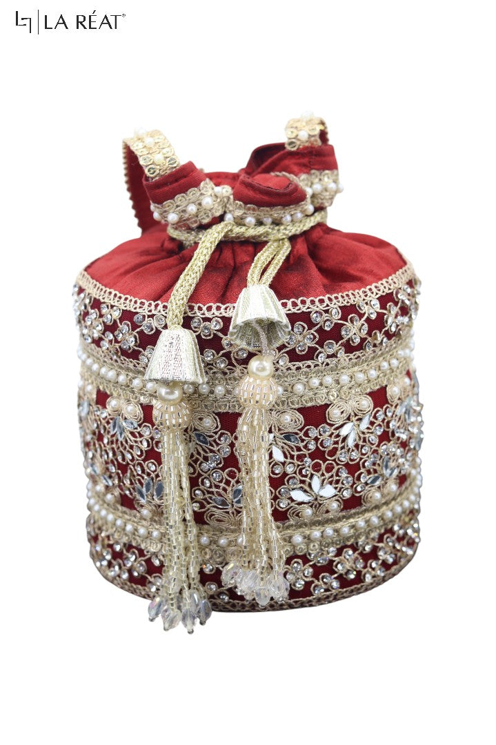 La Reat's Lacy Women's Bridal Fancy Party Hand Embroidery Potli Bags, Ladies Purse Wallets, Evening Clutches, Handbags.