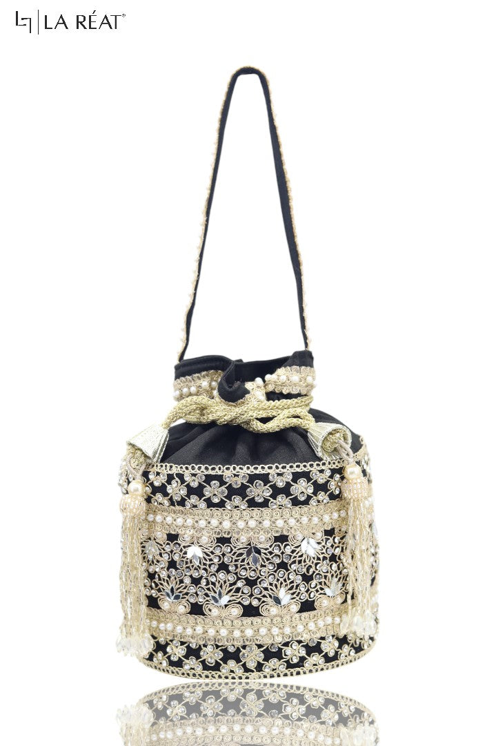 La Reat's Lacy Women's Bridal Fancy Party Hand Embroidery Potli Bags, Ladies Purse Wallets, Evening Clutches, Handbags.