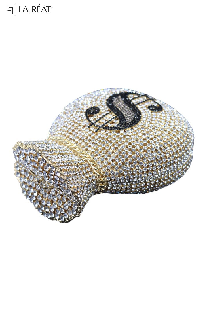 LA Reat Dollar Sign Money Shape Crystal Evening Bag Rhinestone Clutches Bags Luxury Design Gold Purse Wedding Bridal Handbags Party