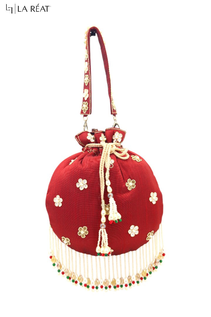 La Reat's Roomi  Women's Bridal Fancy Party Hand Embroidery Potli Bags, Ladies Purse Wallets, Evening Clutches, Handbags.