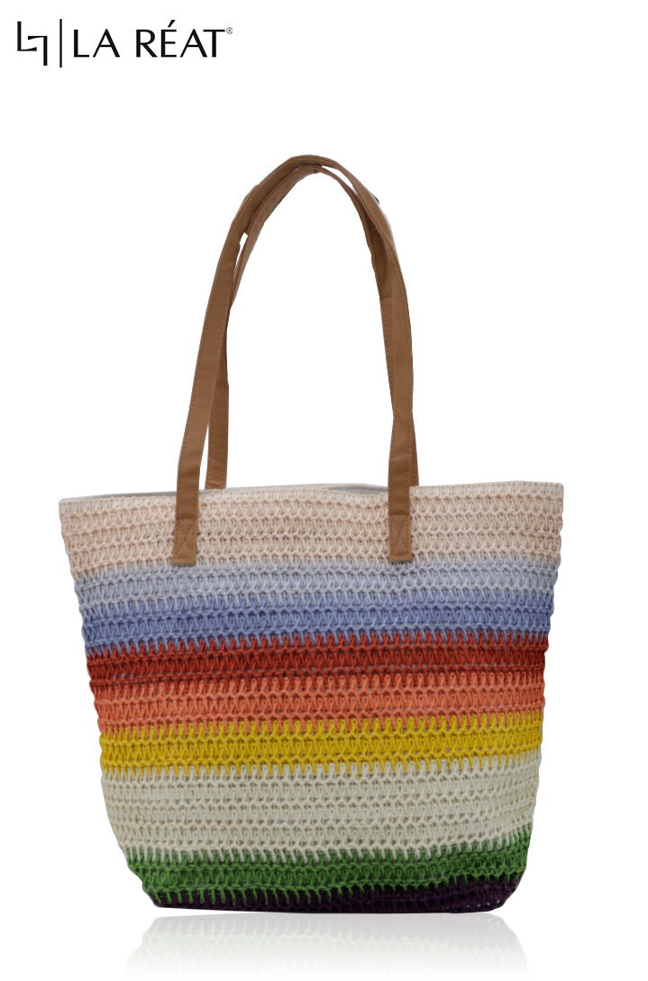 La Reat,s Bestella Women's Large Capacity Straw Tote Bag Rainbow Custom Embroidery Logo Shopping Underarm Handbag Fashion Women Summer