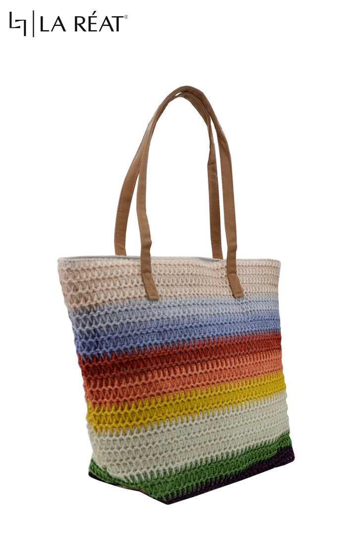 La Reat,s Bestella Women's Large Capacity Straw Tote Bag Rainbow Custom Embroidery Logo Shopping Underarm Handbag Fashion Women Summer