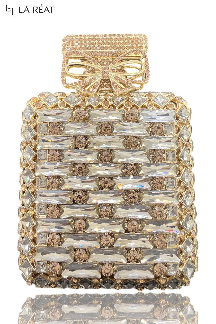 LA Reat Perfume Bottle Shape Crystal Evening Luxury Bag