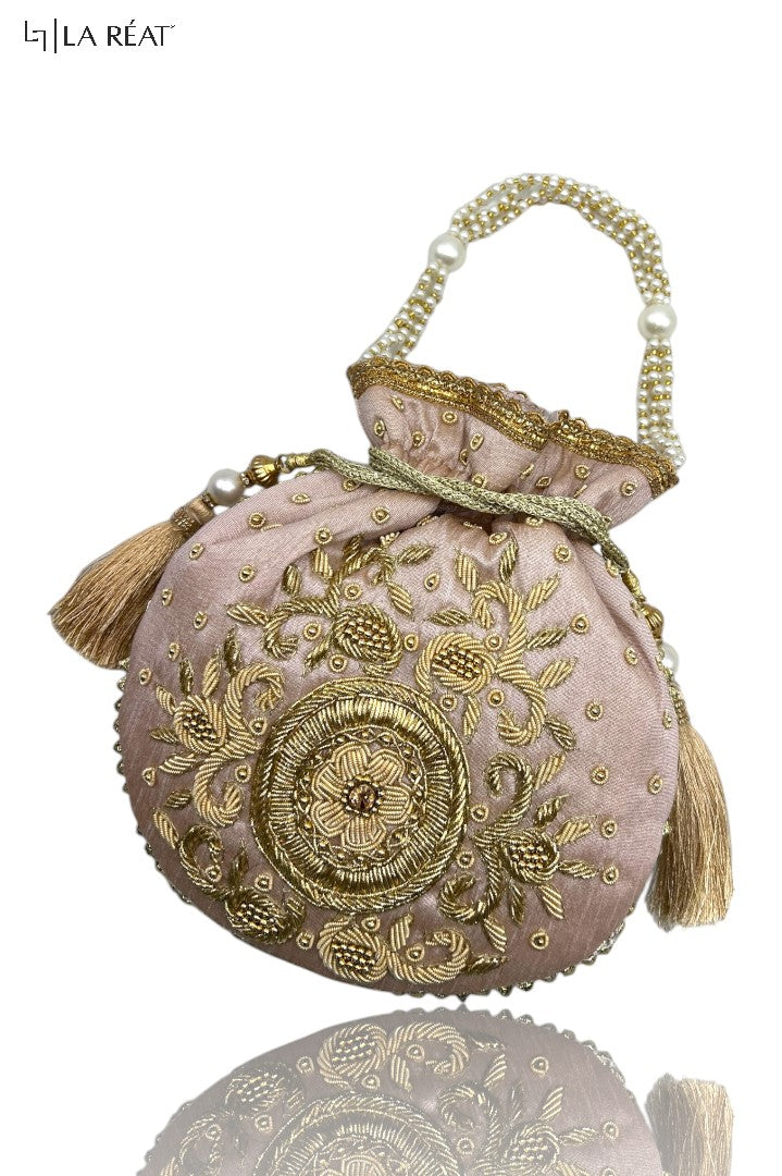 Women's Kora Bridal Fancy Party Hand Embroidery Potli Bags