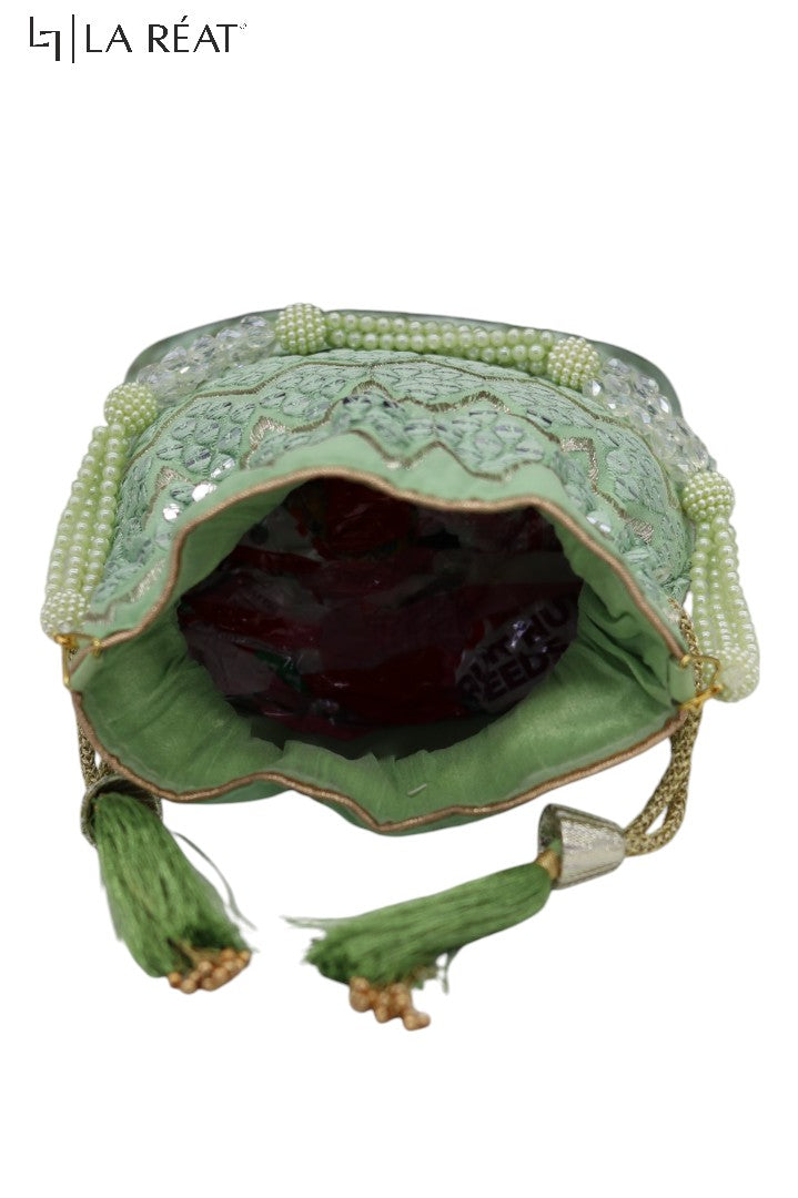 La Reat's Swift Women's Bridal Fancy Party Hand Embroidery Potli Bags, Ladies Purse Wallets, Evening Clutches, Handbags.