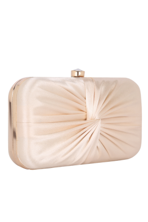 La Reat Knote Women's Oval Box Clutch Purse in Gold