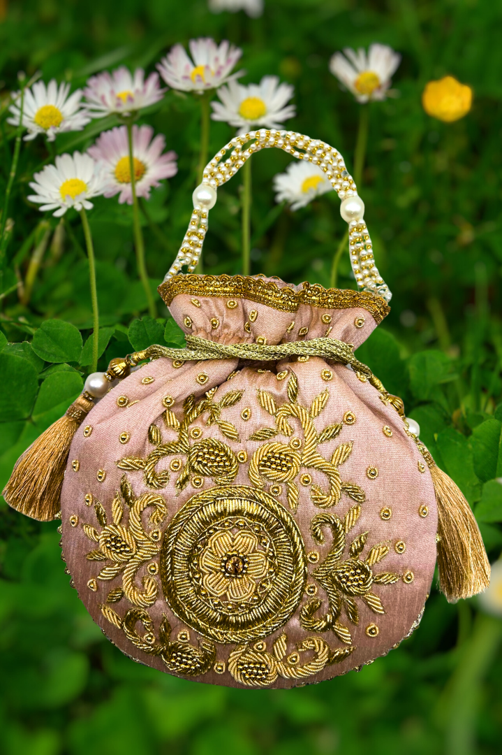 Women's Kora Bridal Fancy Party Hand Embroidery Potli Bags