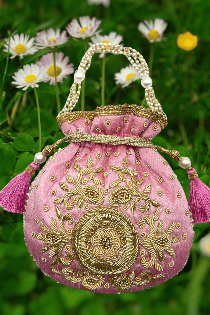 La Reat's Kora Women's Bridal Fancy Party Hand Embroidery Potli Bags